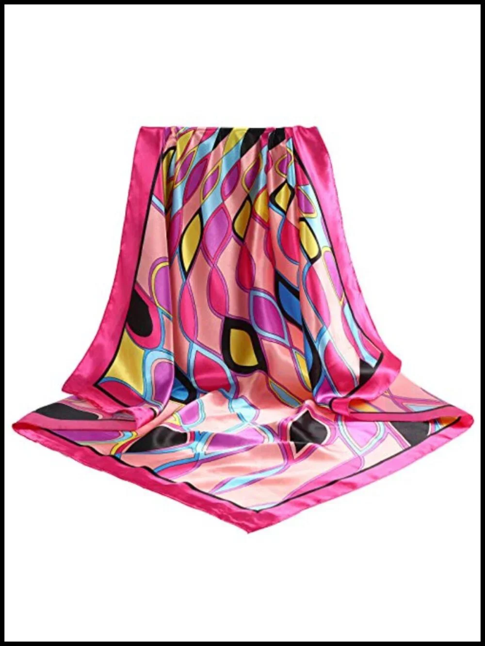 35x35 Large Satin Square Head Scarf - 2 Pack Silk Like Floral Hair Bandana
